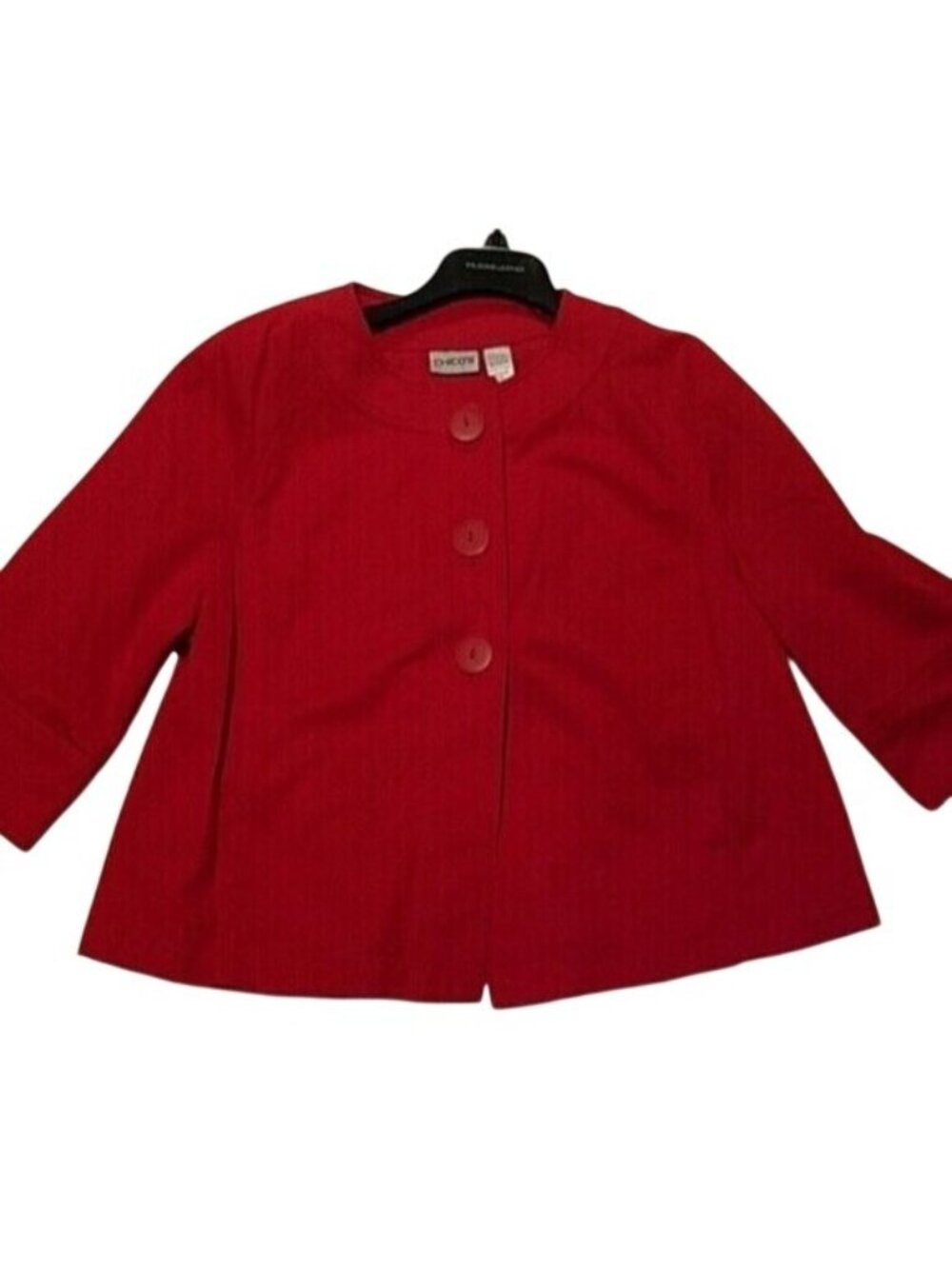 Chicos 1 Red Button-Front 3/4 Sleeve Jacket 100% Cotton